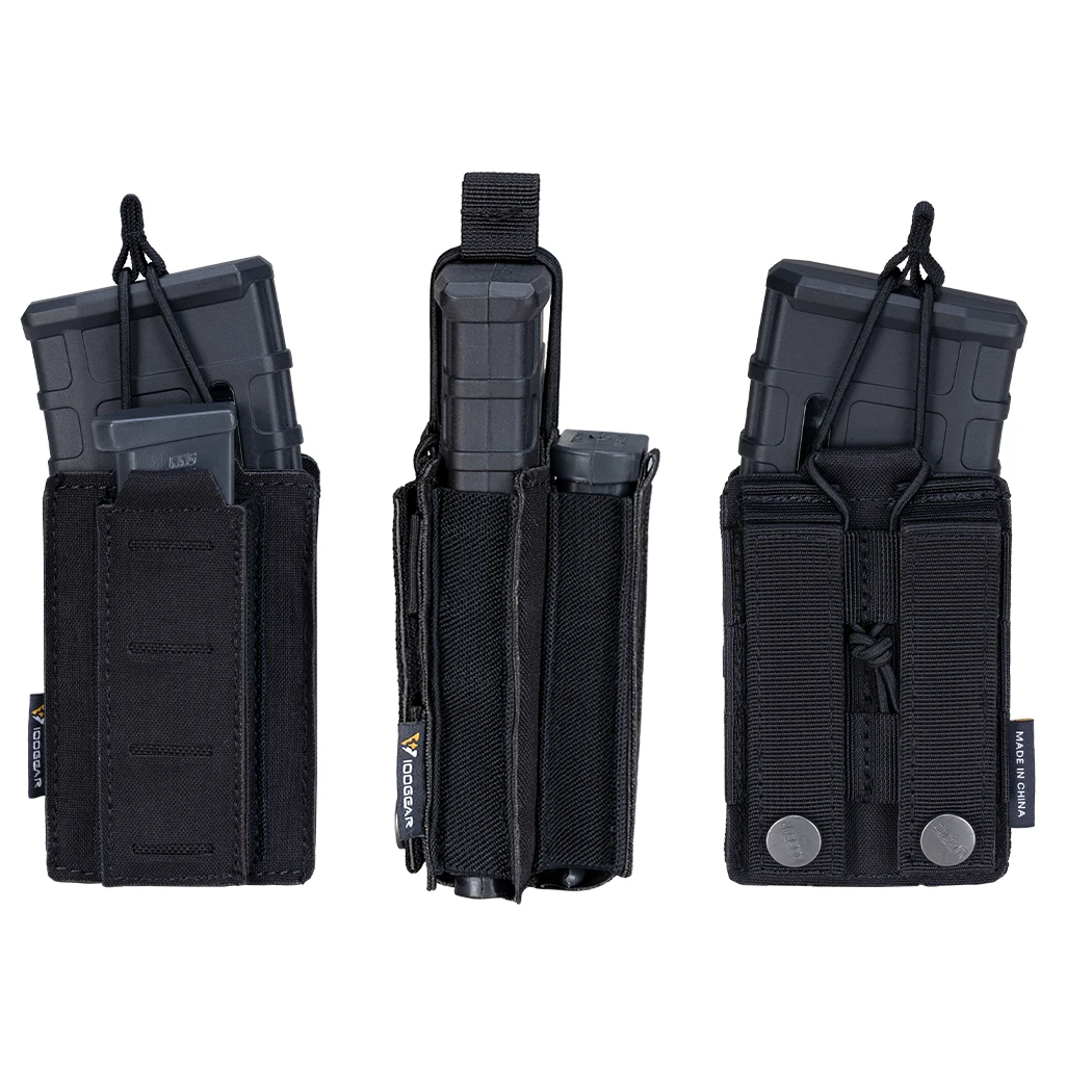 IDOGEAR Tactical LSR 9mm 556 Mag Pouch Double Mag Carrier Single MOLLE Pouch Laser Cut open top 3569