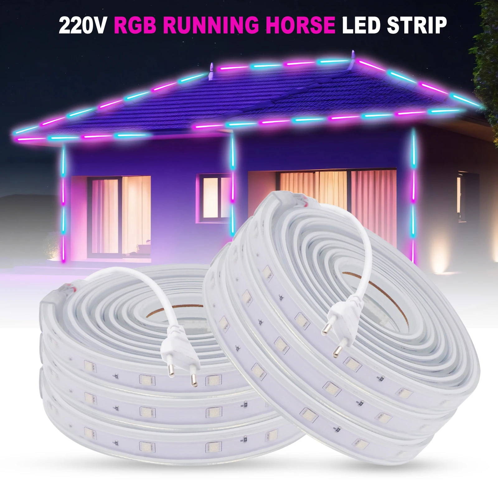 220V RGB LED Strip Light SMD5050 WS2811 Running Water Ribbon Tape 30Leds/m Waterproof Flexible RGB LED Lights 2m 4m 6m 8m