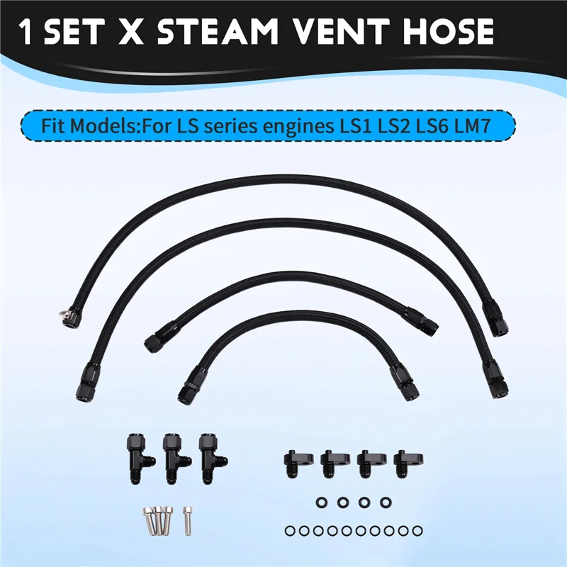 

Steam Vent Hose Kit For LSX LS1 LS2 LS6 LM7 Steam Vent Hose Coolant Crossover Kit Automobile Parts Coolant Crossover Hose Black
