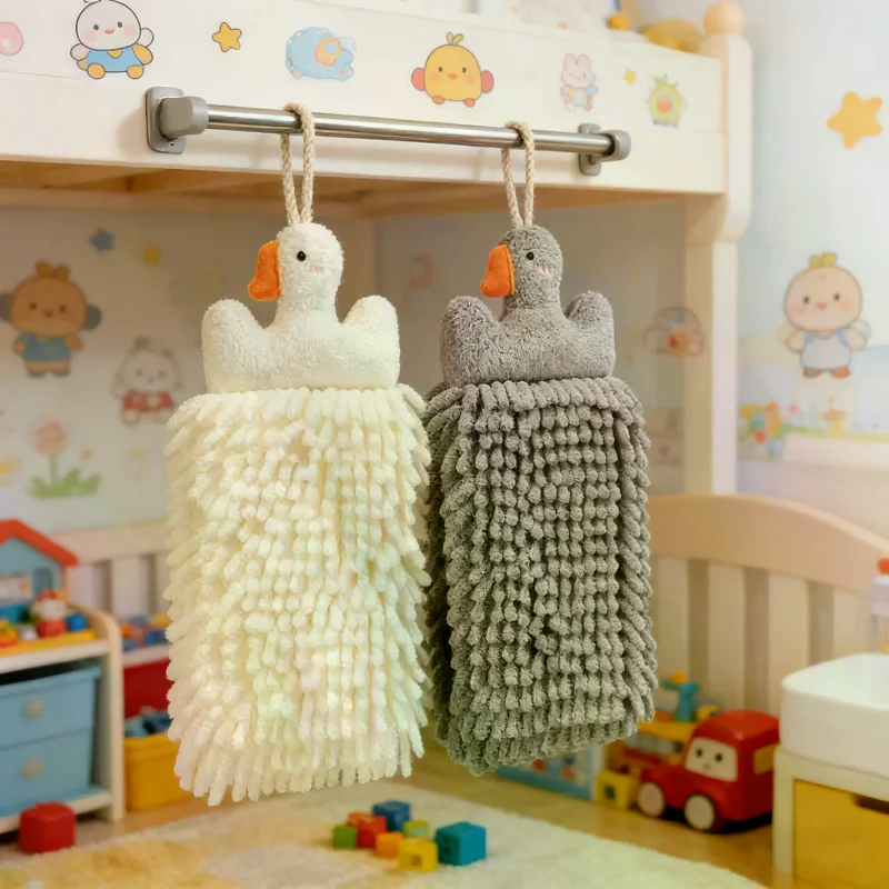 منشفة يد للأطفال من أوزة سميكة من قماش الشنيل الكرتوني معلقة للمطبخ والحمام وغسل منشفة تجفيف لطيفة على الحائط