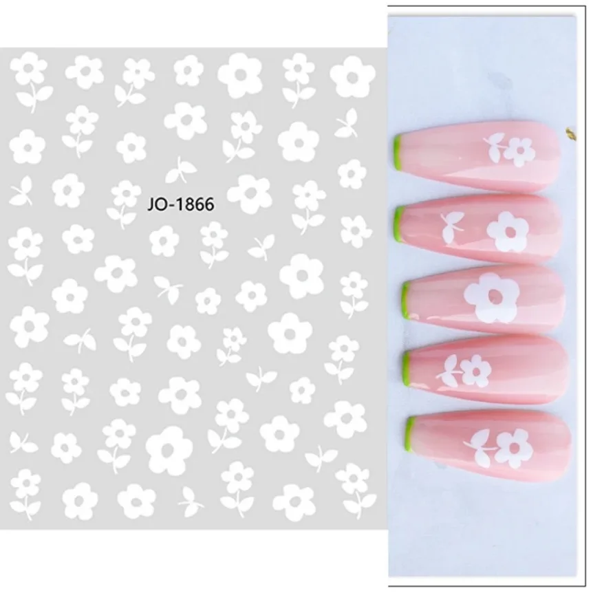 Autocollants adhésifs pétales blancs pour ongles, décalcomanies sans fleur, fleur étoile, accessoires d'ongles, fournitures de bricolage, Nail Art