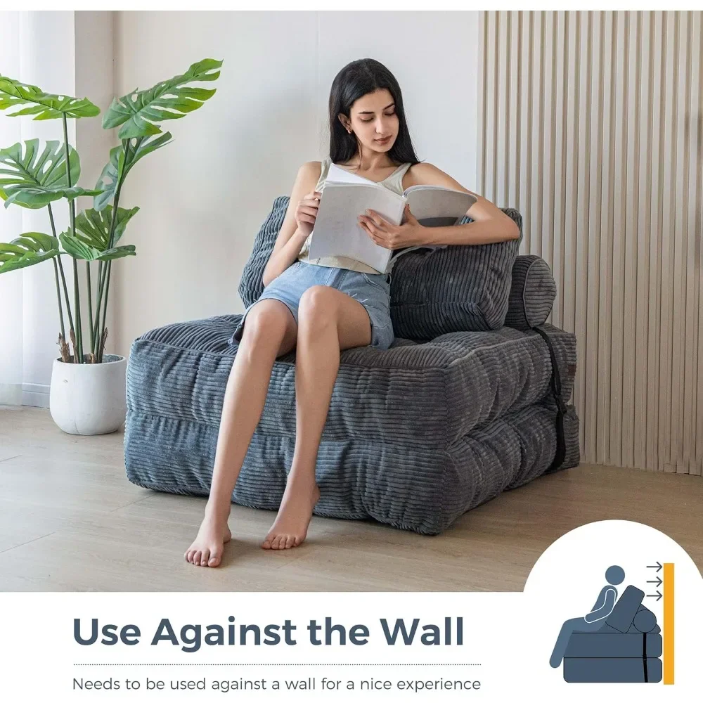 

Folding Sofa Bed, Sleeper Chair w/Pillow Mattress w/ Back Support, Portable Fold Out Chair Bed Comfy Floor Sofa Lounge