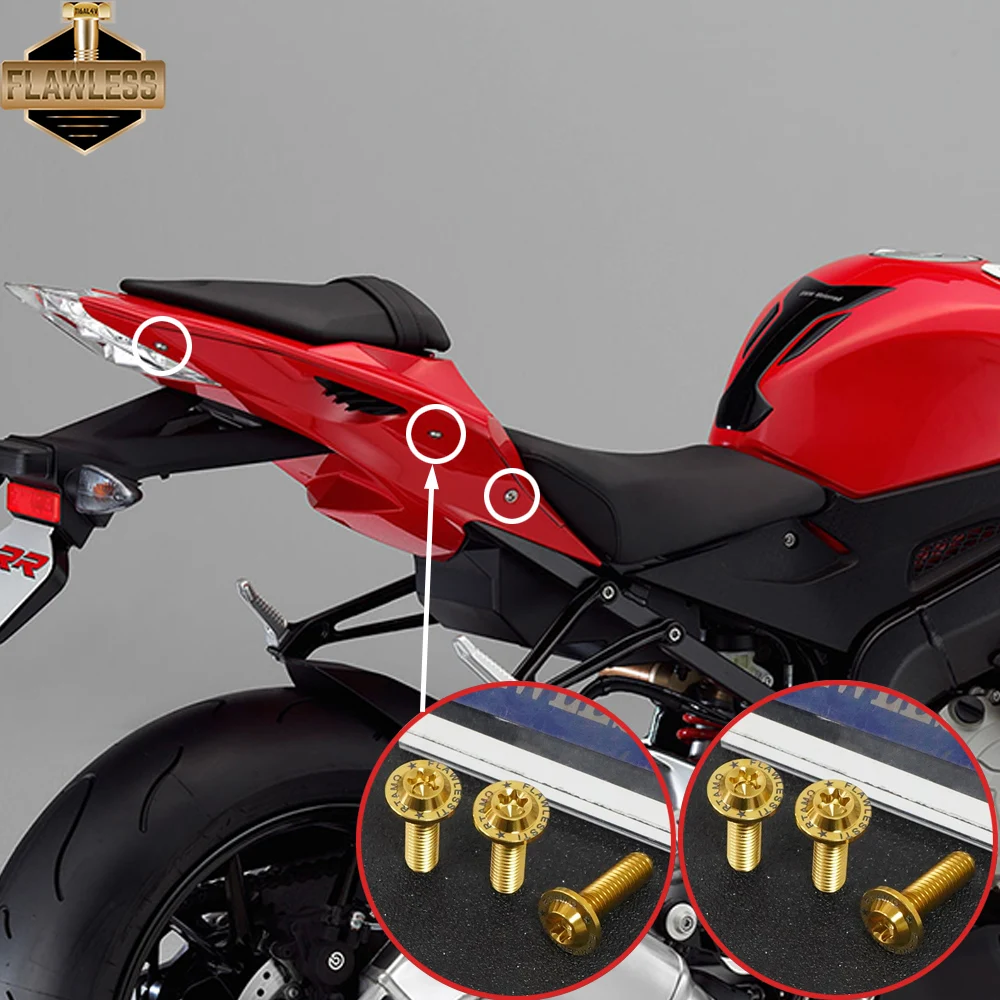FLAWLESSTI Gr5 Titanium Bolt Footrest Rear Wheel Cover Side Cover Bolt Swingarm Rear Axle Sprocket NutFor S1000RR 2013