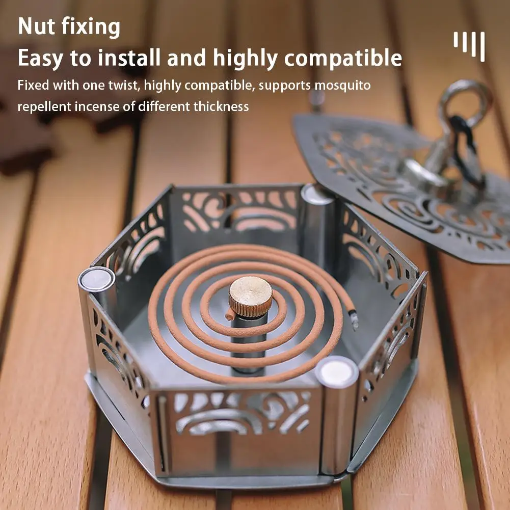 Stainless Steel Magnetic Mosquito Repellent Incense Box Portable Repellent With Cover Camping Windproof Mosquito Coil Tray