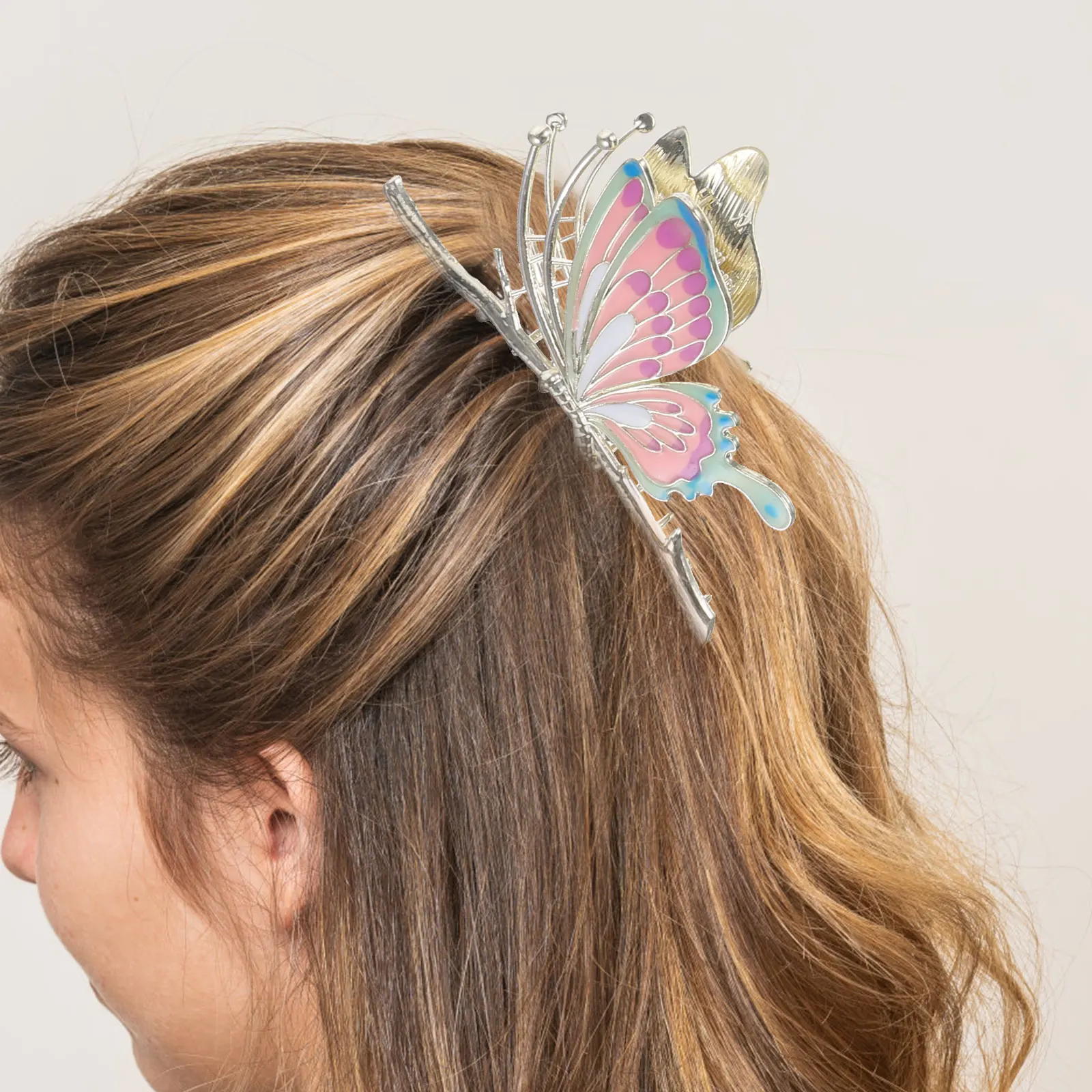 

5 шт., аксессуары для волос в древнем стиле, зажимы для волос, масляная бабочка, красная, розовая, розовая, бабочка, женская, тонкая