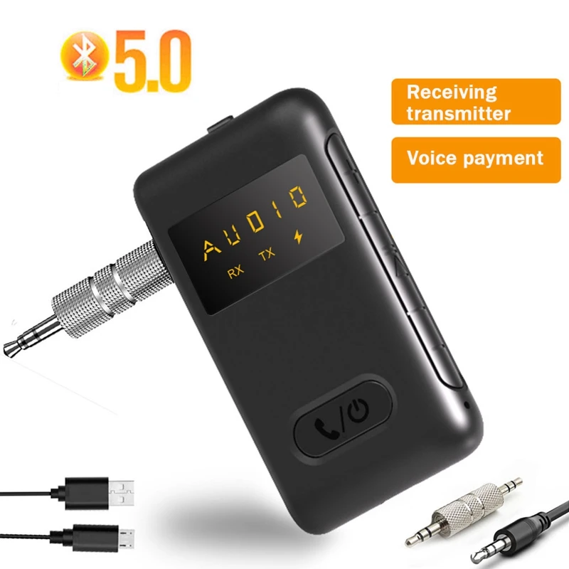 2 In 1 Wireless Bluetooth Compatible 5.0 Receiver Transmitter Adapter 3.5Mm Jack For Car Music Audio Headphone Receiver Durable