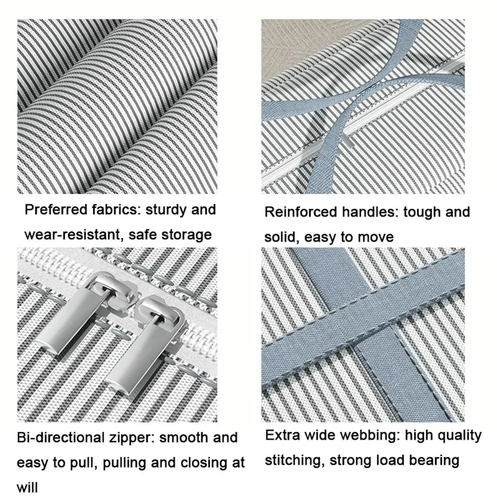 

Non-woven Fabric Clothes Quilt Storage Bag Large Capacity Foldable Moving Packing Bag Moisture-proof with Zippers & Handles