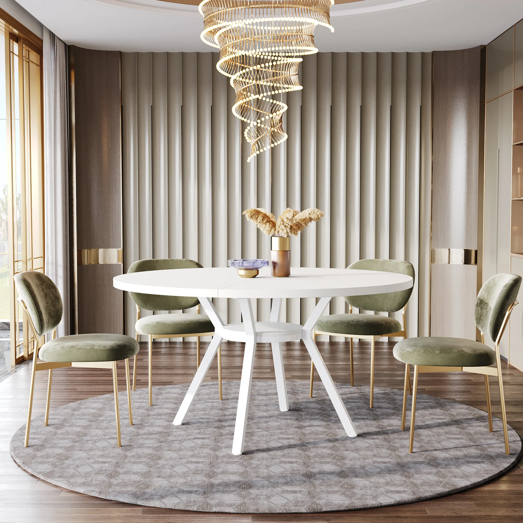 Tribesigns ronde eettafel voor 4-6 personen, 47-inch boerderij eetkamertafel cirkel keukentafel, industriële eettafel