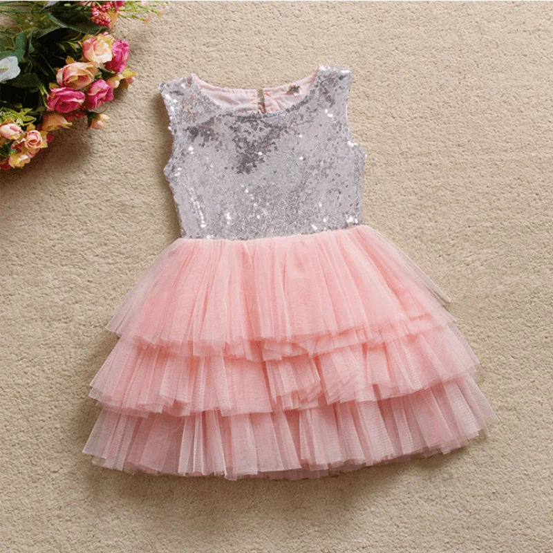 Baby Girl Bow Sequin Sleeveless Princess Dress Mesh Tutu Infant Toddler Child Elegant Vestido Wedding Party Baby Clothes 18M-10Y