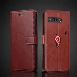 Card Holder Leather Case for ASUS ROG Phone 3 / ROG Phone3 Strix ZS661KS Pu Leather Flip Cover Retro Wallet Case Fundas Coque