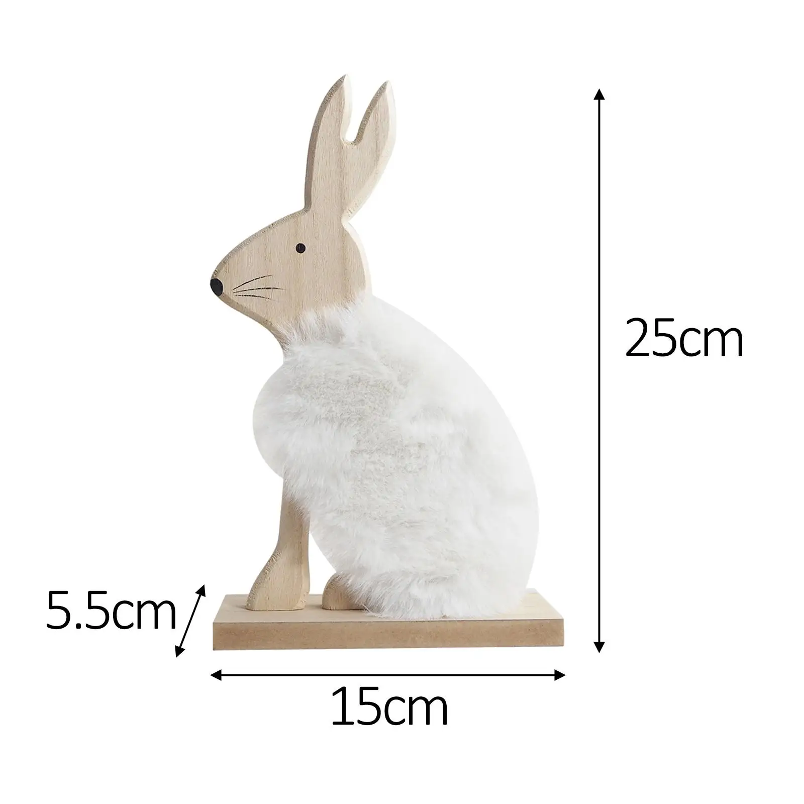 Easter Rabbit Figure Plush Wooden Cartoon Sculpture for Home Office Shelf Decor Festive Bunny Ornament Compact Size