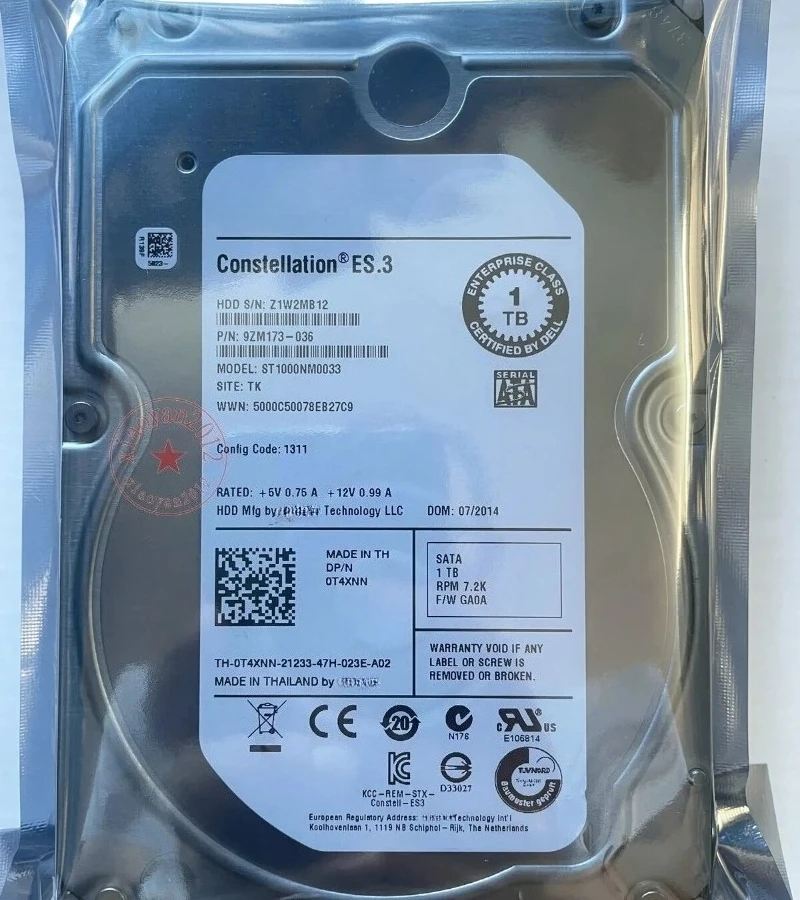 NEW T4XNN ST1000NM0033 1TB 7.2K 128M SATA 3.5-inch Server Hard Drive
