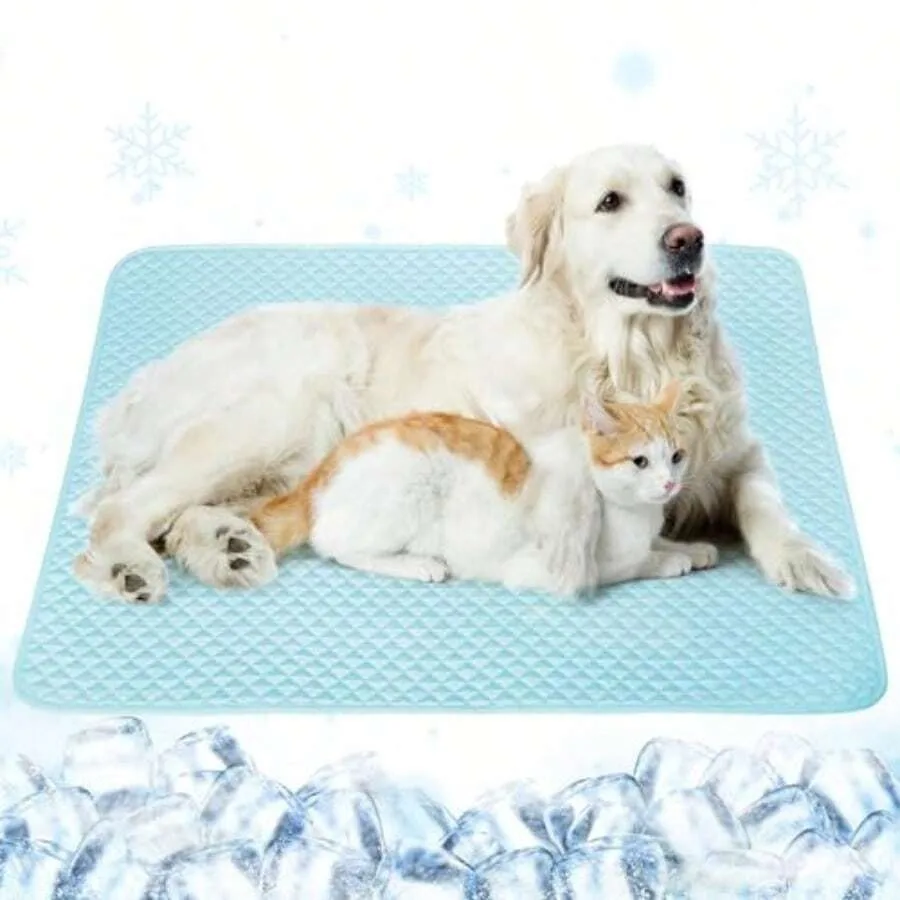 

Upgraded Self-Cooling Dog Mat - Breathable Pet Cooling Pad For Dogs Cats, Indoor Outdoor Use, Washable Cooling Blanket For Comf