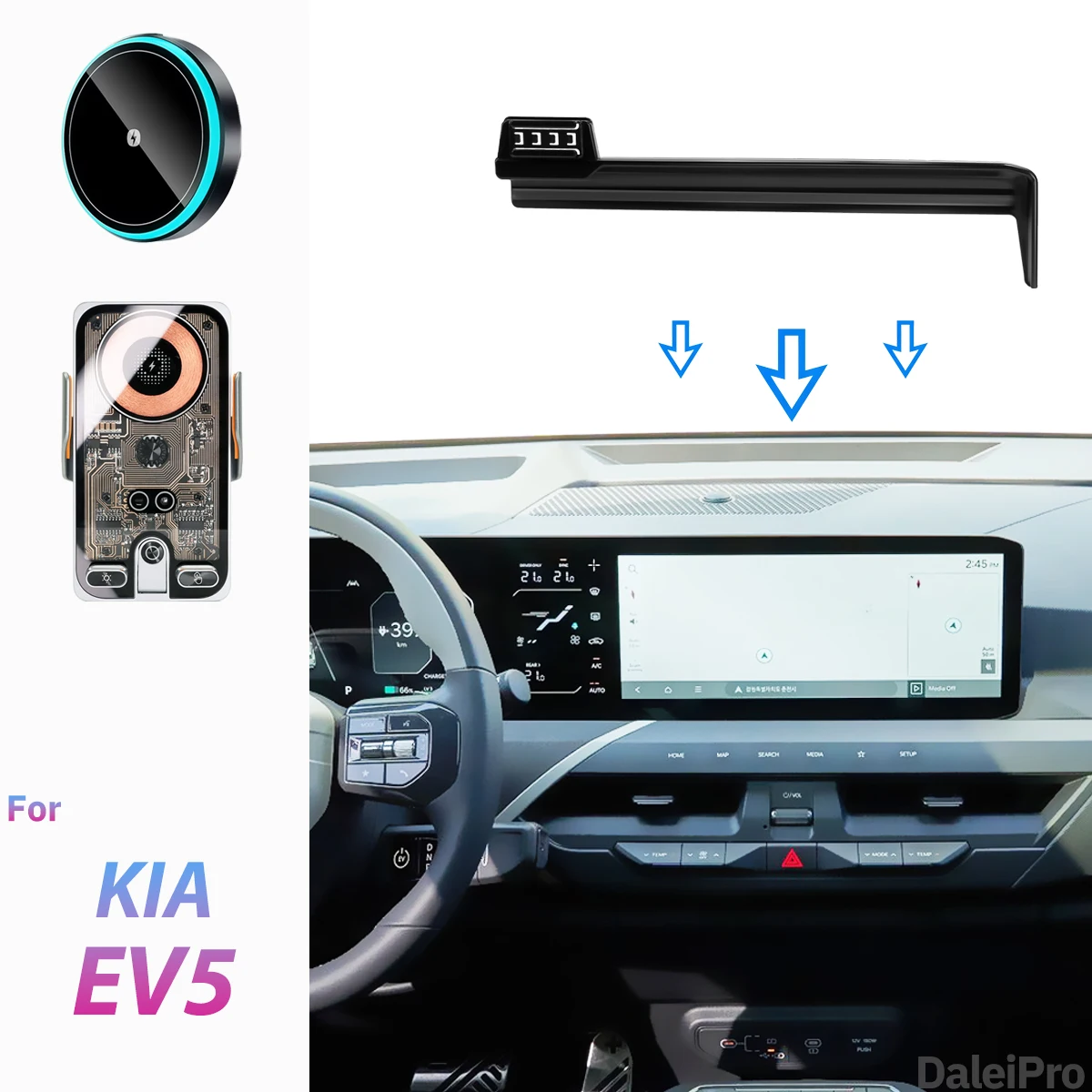 Für KIA EV5 2024 2025 2026 Auto-Handyhalterung Bildschirm-Fixierclip Kabelloses Ladegerät Maßgeschneiderte Handy-Bildschirmhalterung Zubehör – Detail 1