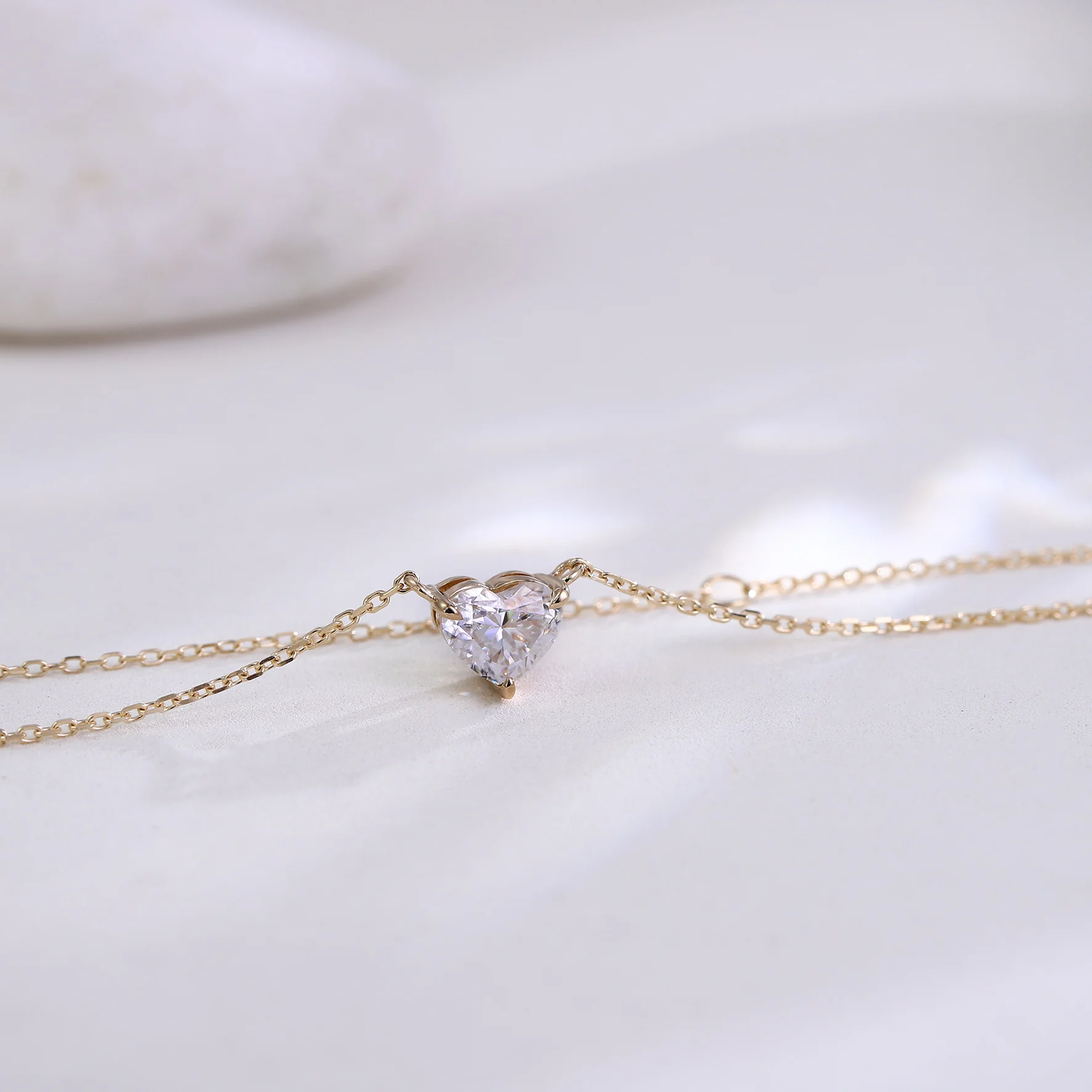 

Provence Heart Pendant Necklace D/VS1 1ct Lab diamonds KGold Minimalist Solitaire Evening dress Accessories Necklace Custom