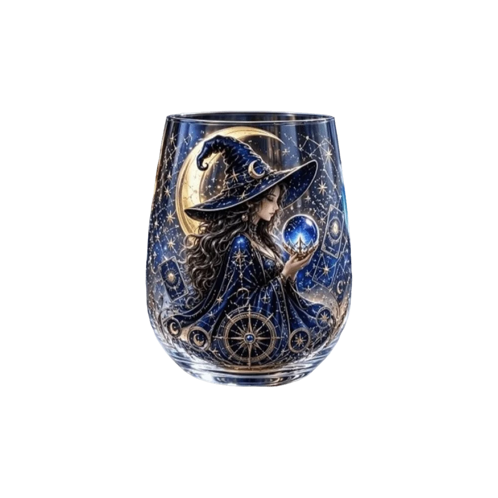 Enchanting 2D Print Halloween Glass Witch Pumpkin Halloween Art Cup Gothic Dragon Wine Glass Fall Sips