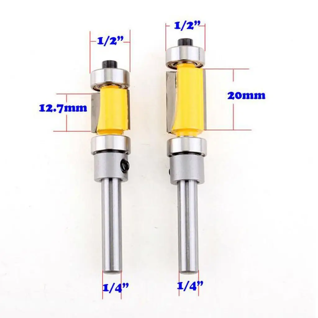 2 Pieces 1/4’’ Shank Top & Bottom Bearing Straight Flush Trim Router Bit