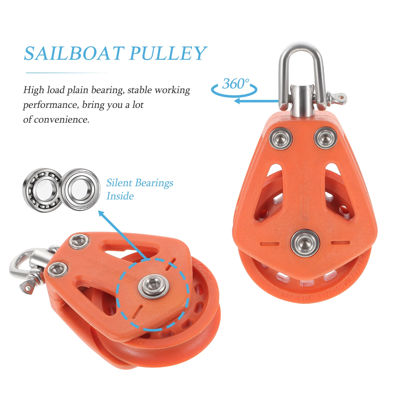 Sailing Pulley Single Swivel for Sailboat Wheel Nylon Roller Pulleys Crane Double 316 Stainless Steel Pontoon Accessories