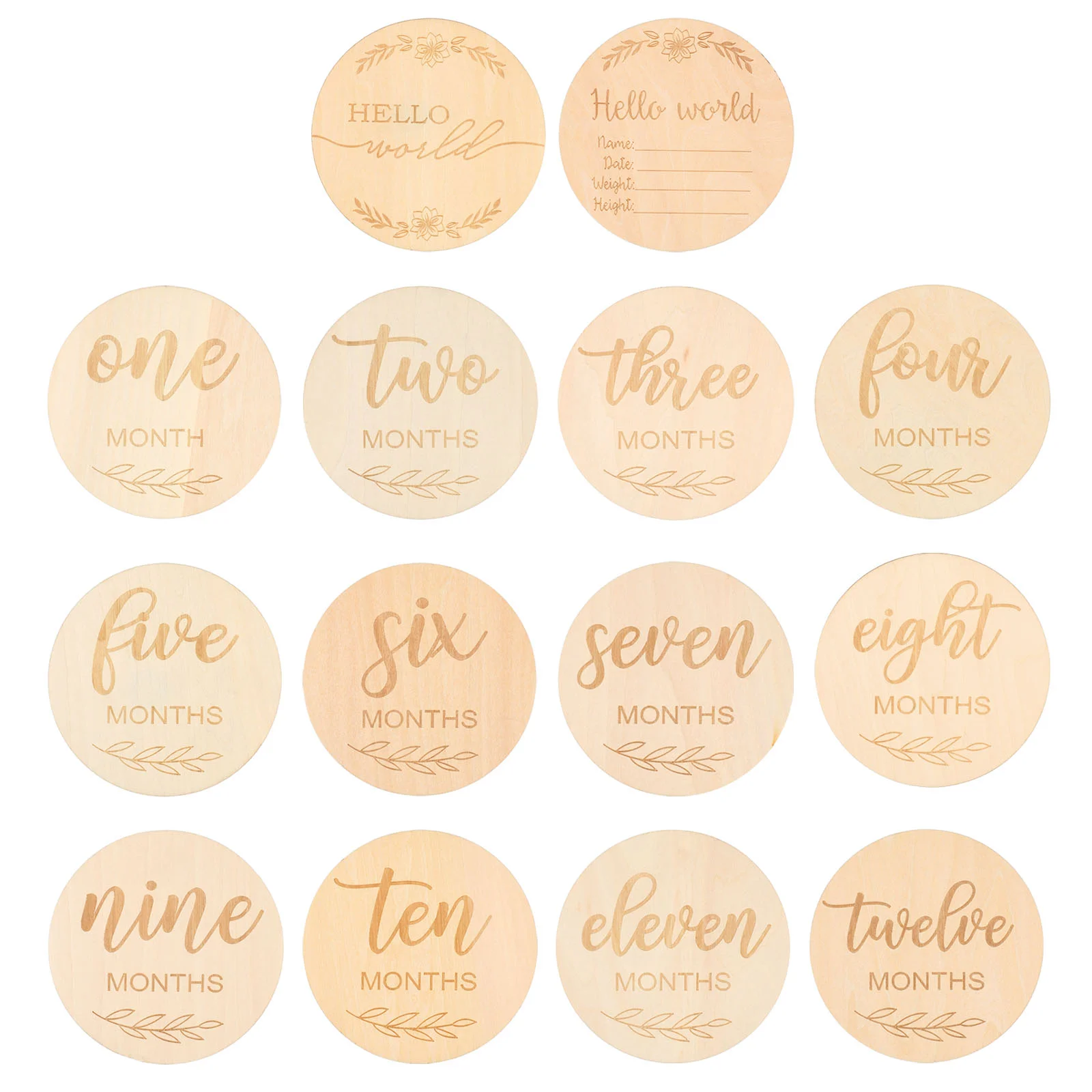 Photograph Wood Chips Baby Milestone Cards Photography Props Wooden Monthly Circles Customizable Discs Emblems