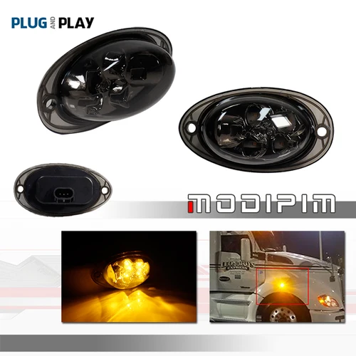 Imagen 1 del producto Luces LED ámbar de intermitente para coche, indicador lateral delantero de cabina, guardabarros para semircamión Freightliner 2008-2017, 2 piezas