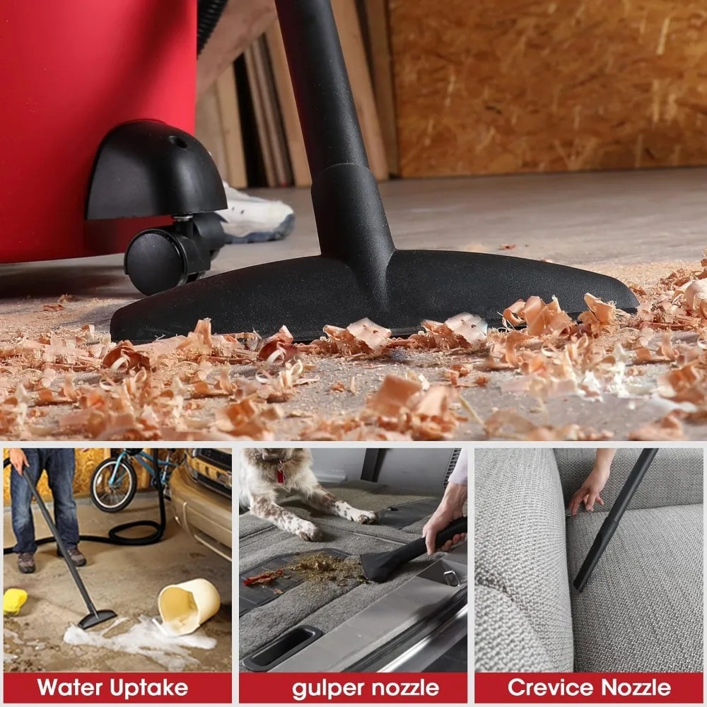 Vacuum Basah Kering 6 Galon, 3.0 HP Heavy-Duty Shop Vac dengan Filter dan Aksesoris untuk Rumah, Garasi, Mobil & Bengkel