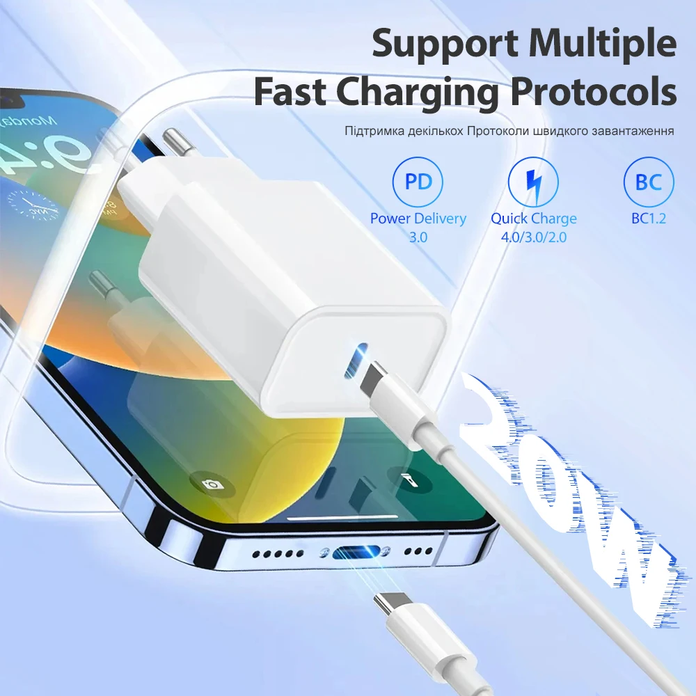 PD 20W Charger Type C Cable For Apple iPhone 13 14 12 11 Pro Max Plus Mini Fast Charging USB C Cable 1M 2M Phone Accessory