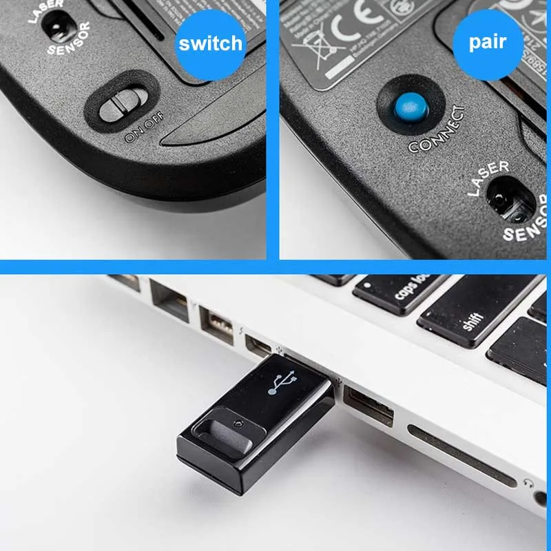 HP T6L04AA Conjunto de teclado y ratón inalámbricos con adaptador para computadora de escritorio y portátil, oficina de negocios, ratón láser,