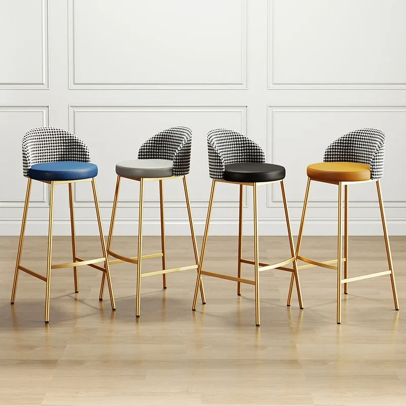 Cushion Nordic Bar Chair Backrest Support Metal Design Counter Bar Chair Luxury Design Modern Taburetes Para Barra Furniture