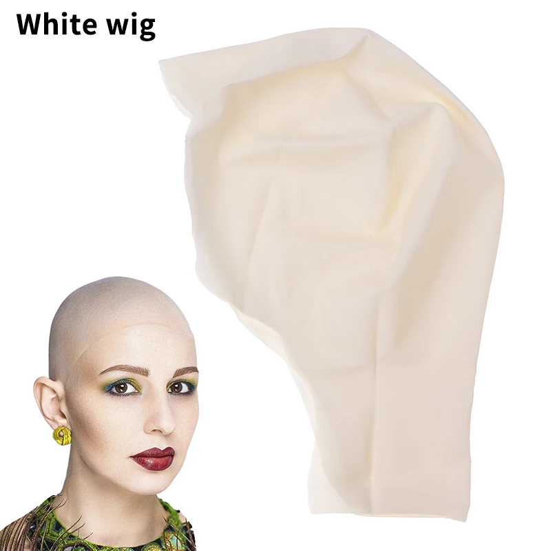 White Latex Bald Head Wig Hat Cosplay Head Cap Costume Playing Funny Role Headwear For Kids And Adults