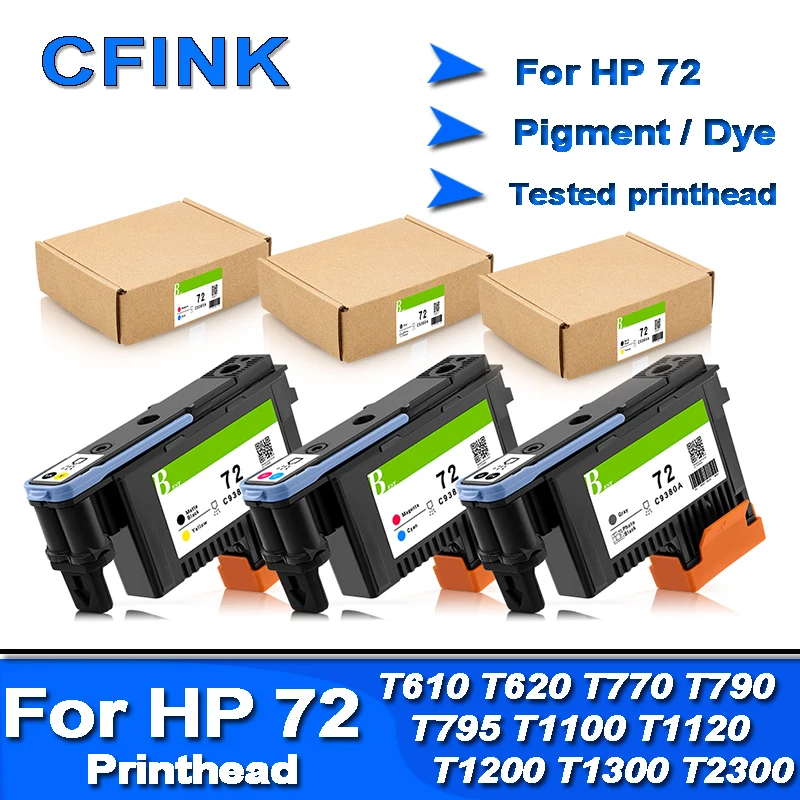 Cabezal de impresión para HP 72, C9380A, C9383A, C9384A, HP Designjet T610, T620, T770, T790, T795, T1100, T1120, T1200, T1300, T2300, HP72