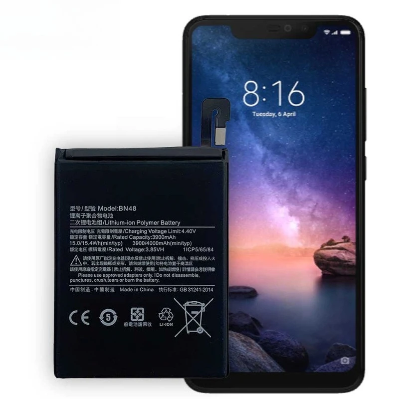 2 pezzi per Xiaomi Redmi Note 6 Pro 6Pro Riso rosso Note6 Pro Batteria del telefono 4000mAh BN48 Batteria