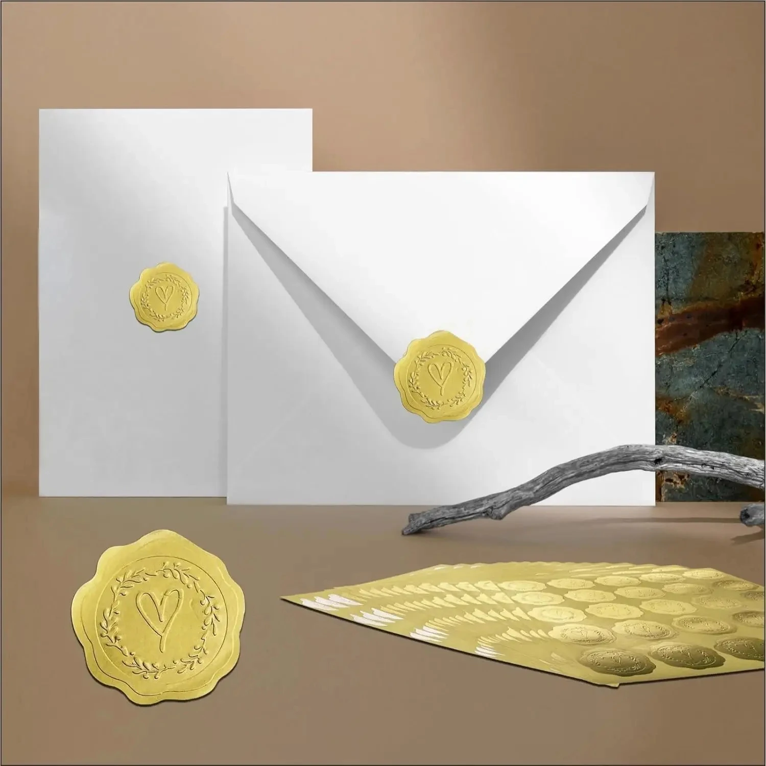 25 Pcs Envelopes With 25 Golden Label Foil Stickers Thank You Wedding Card 4 x 6in Birthday Wedding Party Gift Decoration Supply