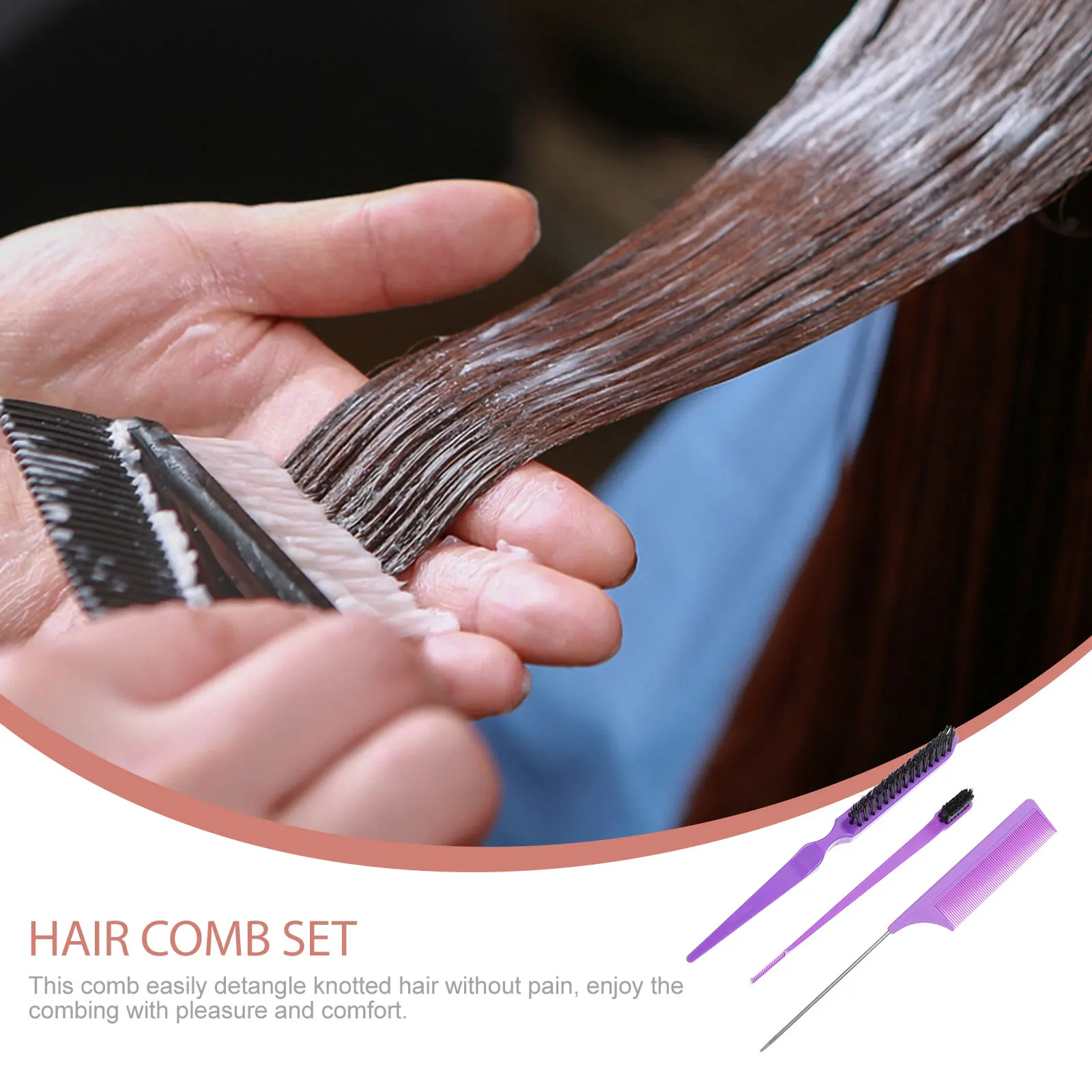 

1 set Hairdressing Tail Comb Stylist Separating Curl Brush Professional Barber Three Row Haircutting Tool Salon Home Use Durable