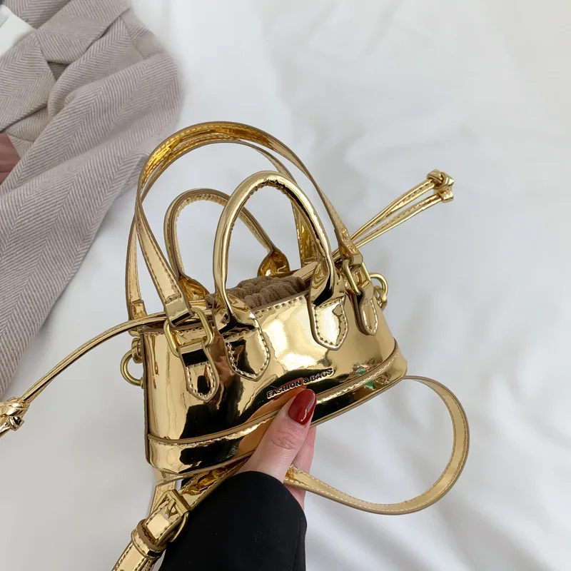 

Mini Crossbody Bags for Woman New 2026 Fashion Lacquer Leather Shiny Face Shoulder Small Square Bag Ins Shell Women's Handbag