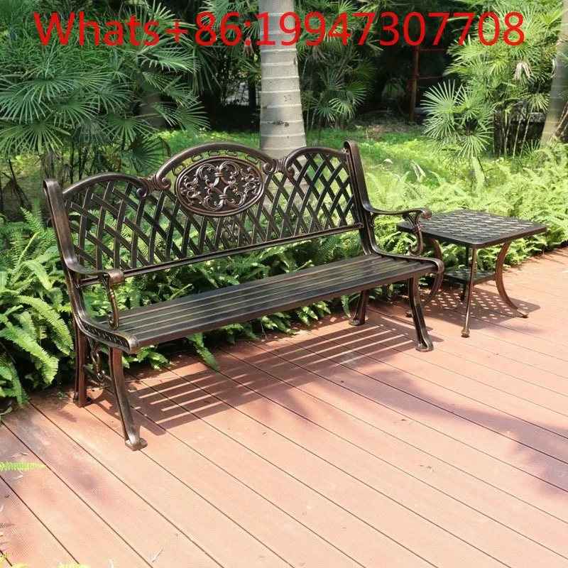 Outdoor leisure chair Garden courtyard wrought iron pattern hollow multi-person bench