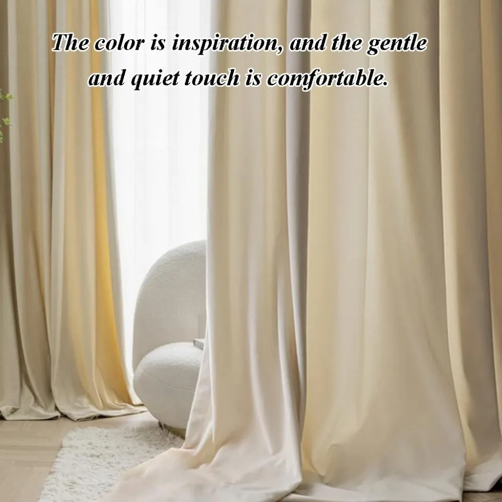 Luxury Blackout Curtains for Bedroom - Soft, Elegant French Style Panels with Hooks, Ideal for Living Room Privacy and Light Con