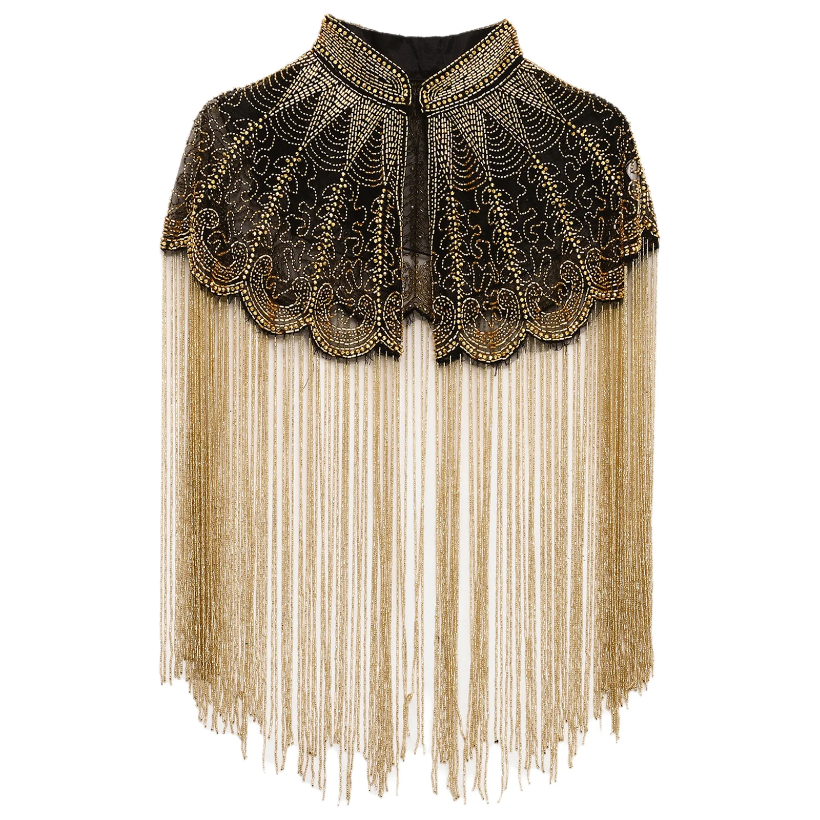 Women Flapper 1920s Retro Cocktail Party Beaded Shawl Wraps Fringed Shawl Capes Elegant Lady Vintage Tassel Evening Cape Wrap