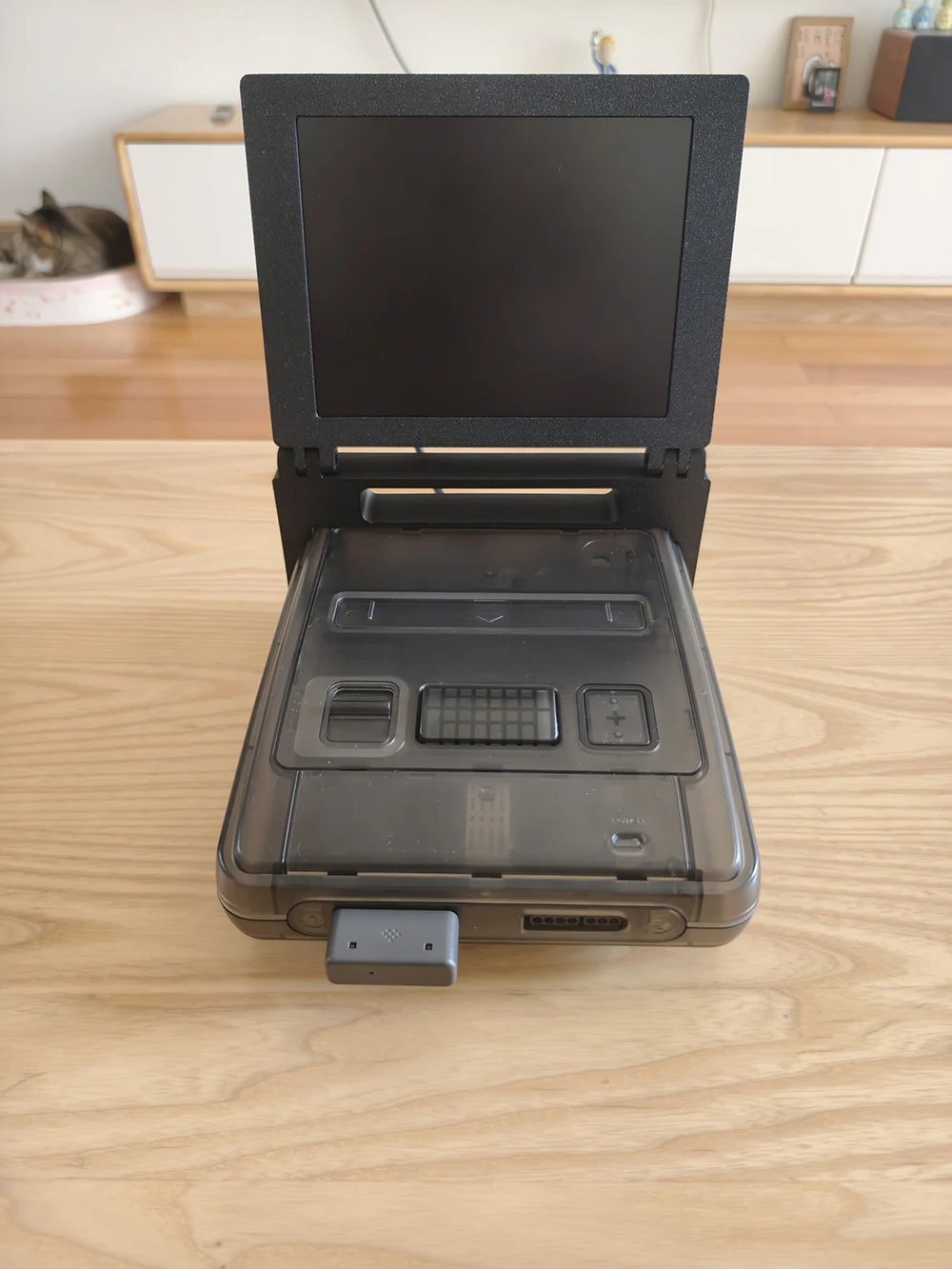 SFC Game Console Super Retro Hardware Black Transparent Portable Folding Screen Display for SFC/SNES Game Cartridges