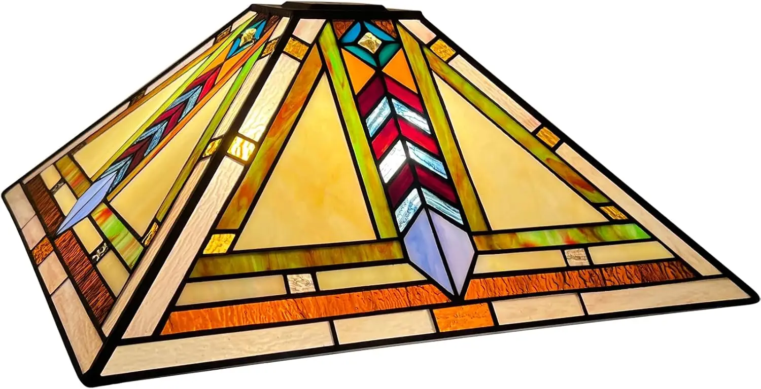 

Tiffany Lamp Shade 16 Inches Wide Accessories Replacement Firecracker Style Stained Glass Lampshade for Table Lamp Floor