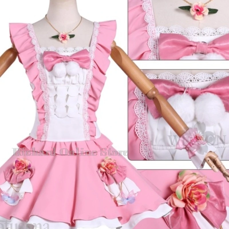 

Richard Online Store Nijino Yume New Outfit Kawaii Elf Suit Pink Sleeveless Cake Dress Sweet Lolita Flower Necklace Hallowee