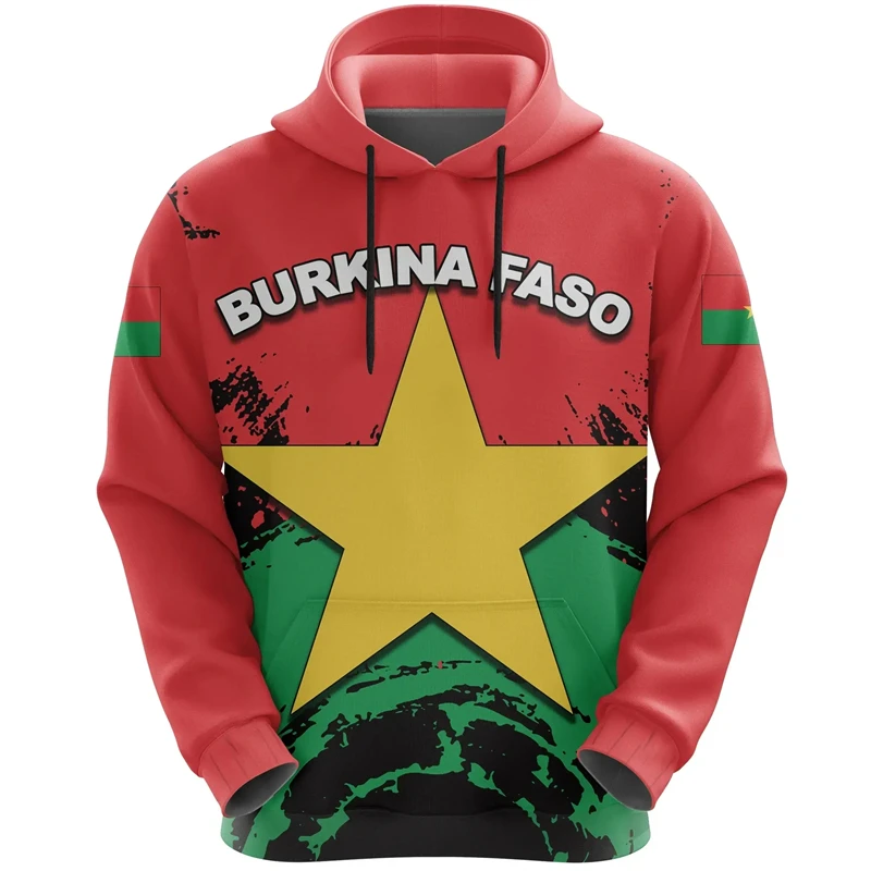 Burkina Faso Flag Map 3D Print Hoodies For Men Clothes Casual Boy Tracksuit National Emblem Pullovers Africa Country Hoody Tops