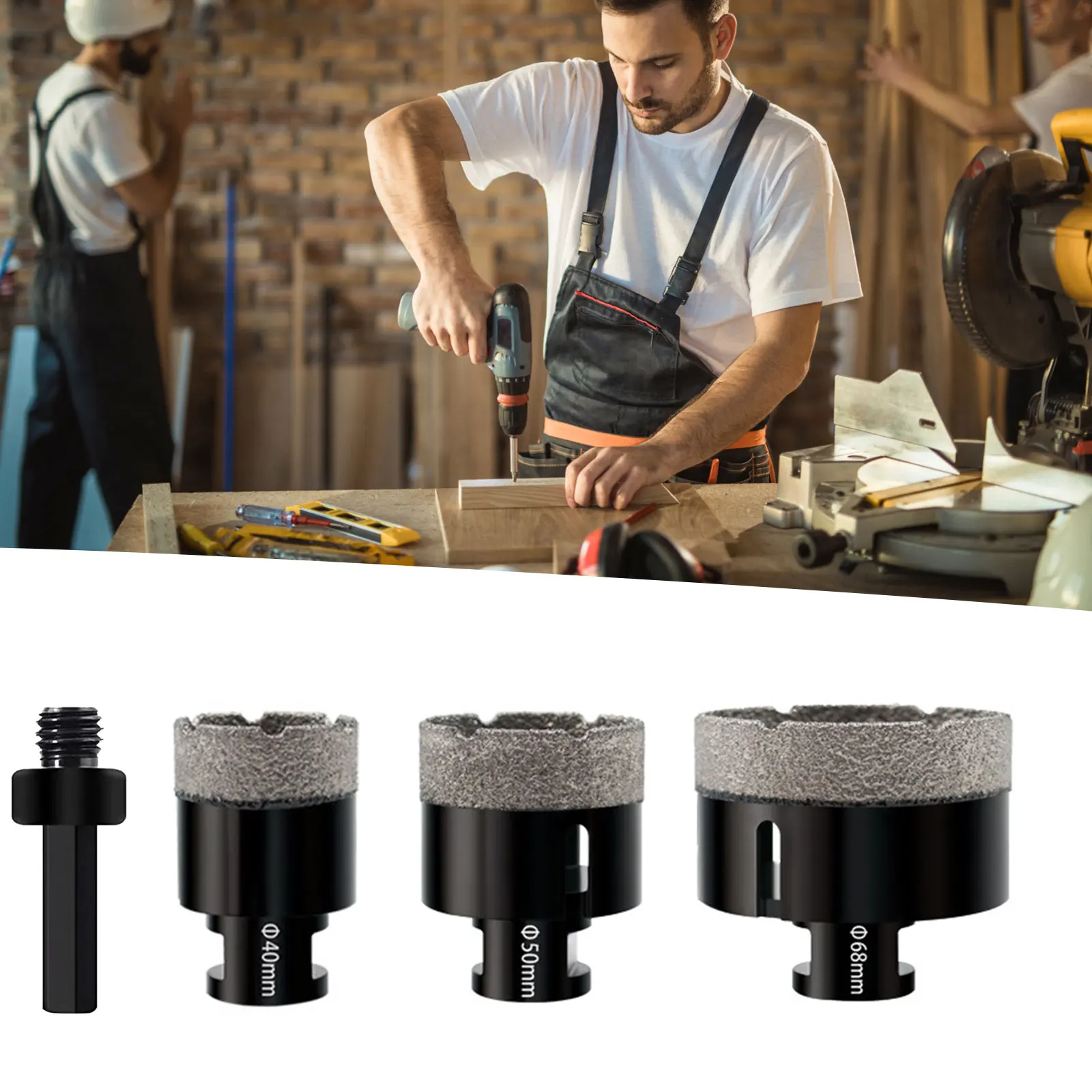 1 pz M14 filettatura a secco vuoto brasato diamante carotaggio Bit gres porcellanato pietra di marmo muratura sega a tazza per strumenti smerigliatrice angolare