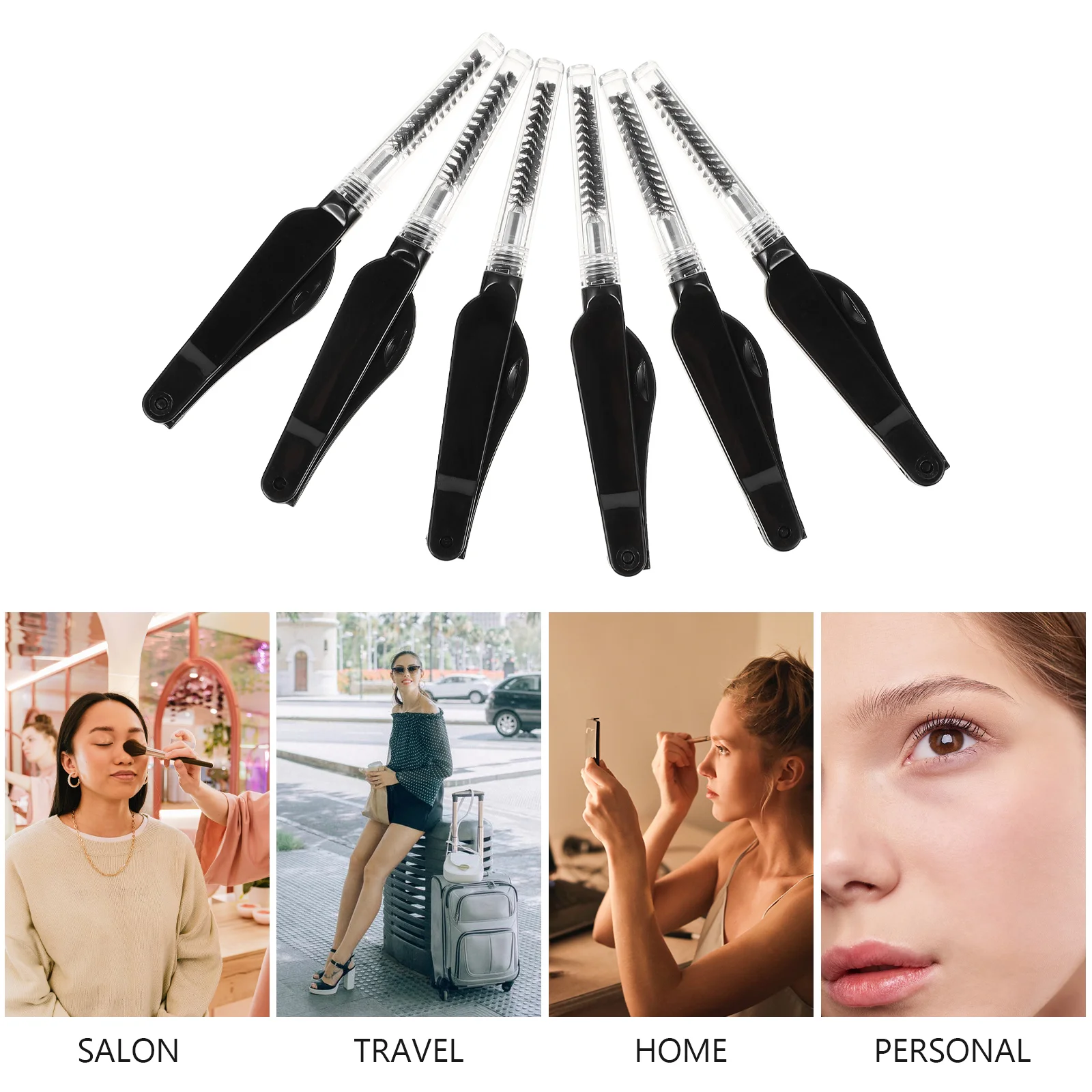 6 Pcs Folding Mascara Brush Eyebrow Grooming Dual-ended Foldable Practical Makeup Abs Eyelash Comb