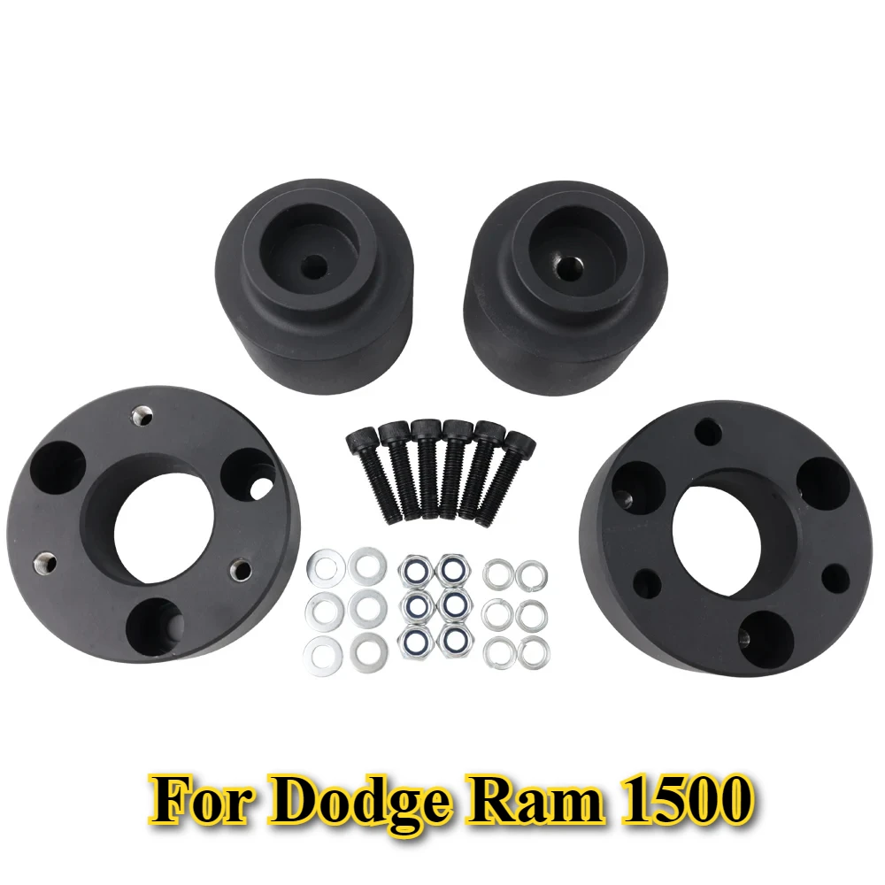 

Black Aluminum 2.5" Front + 2" Rear Full Lift Kit Leveling Kit Coil Spacers Strut Shocks Absorber Spring for Dodge Ram 1500