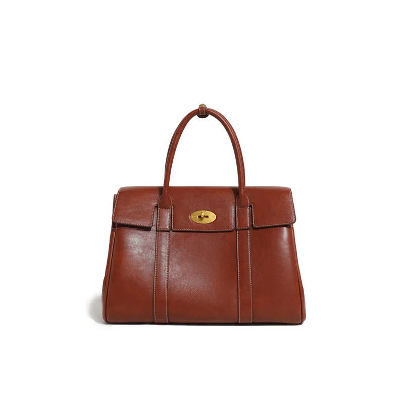 حقيبة جلدية كبيرة السعة بتصميم بوسطن مع حزام كتف واحد للنساء، منتجات جلدية عصرية