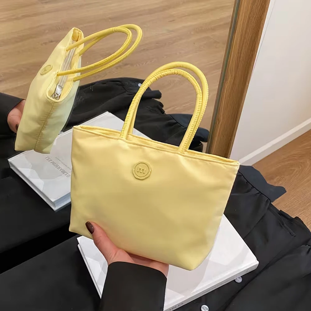Bolsa de Nylon Minimalista Estilo Japonês, Mini Bolsa Feminina Fofa, Bolsa Tote Portátil, Mini Bolsa para o Dia a Dia