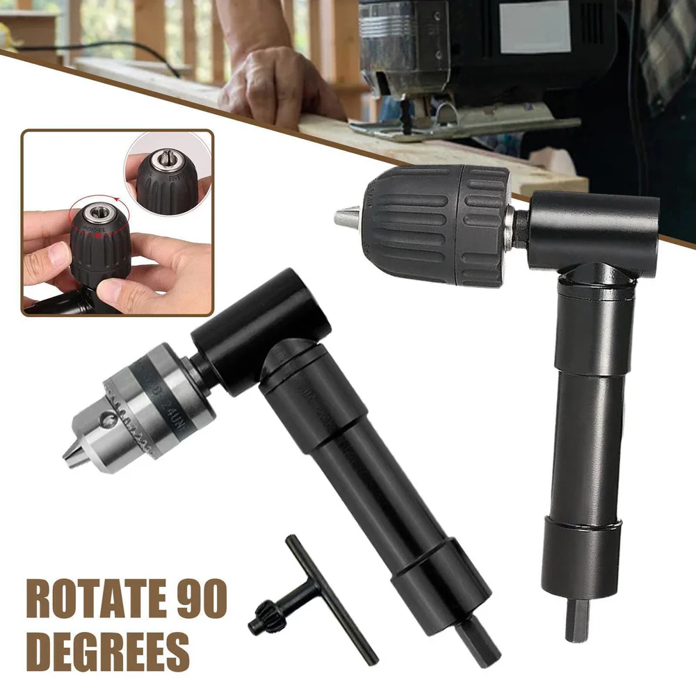 90 Degree Right Angle Electric Drill Chucks 3-claw High Precision Chuck Extension Accessories Conversion Angle Drill