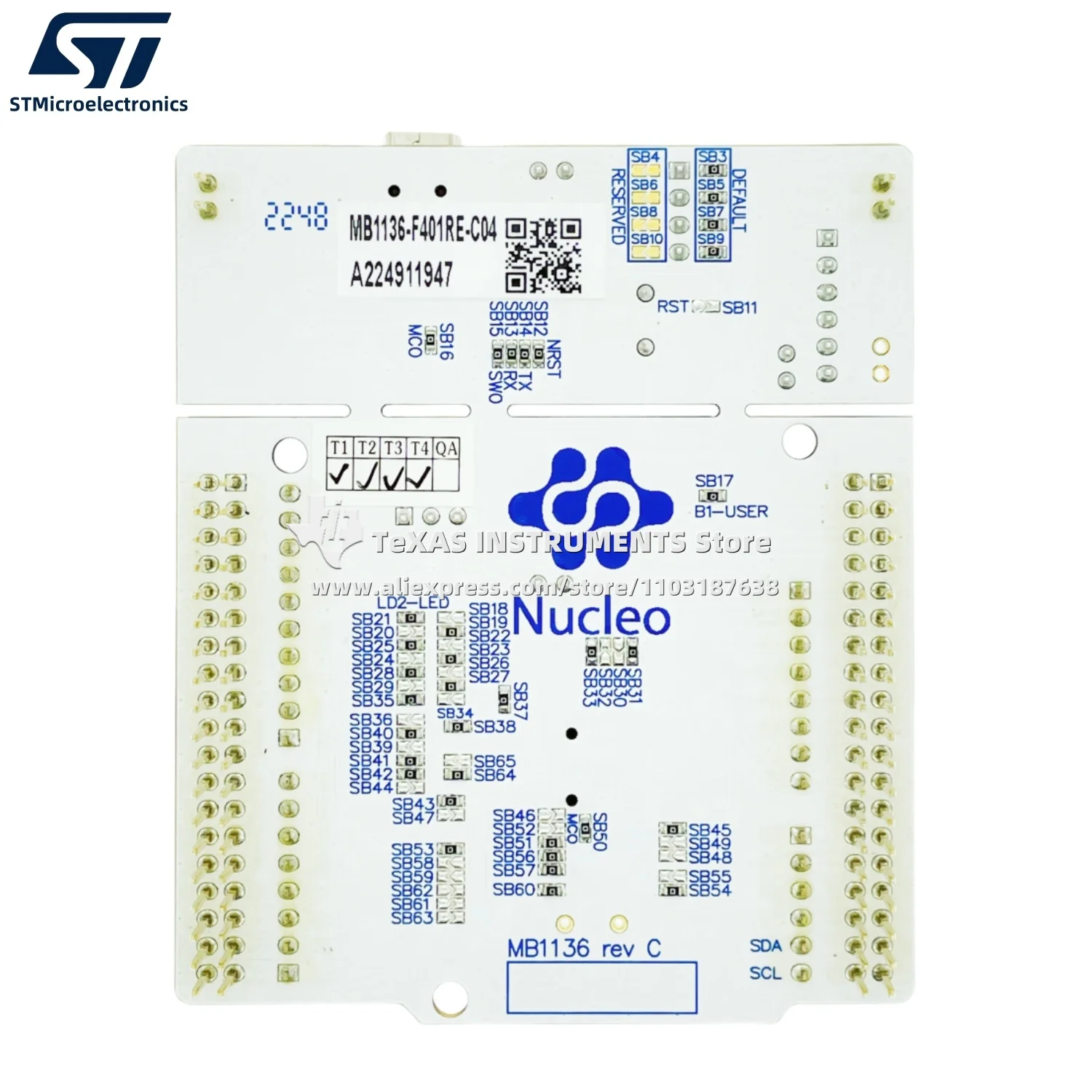 【TI Official】 لوحة تطوير NUCLEO-F401RE STM32 Nucleo-64 مع STM32F401RE MCU، تدعم اتصال Arduino وST morpho