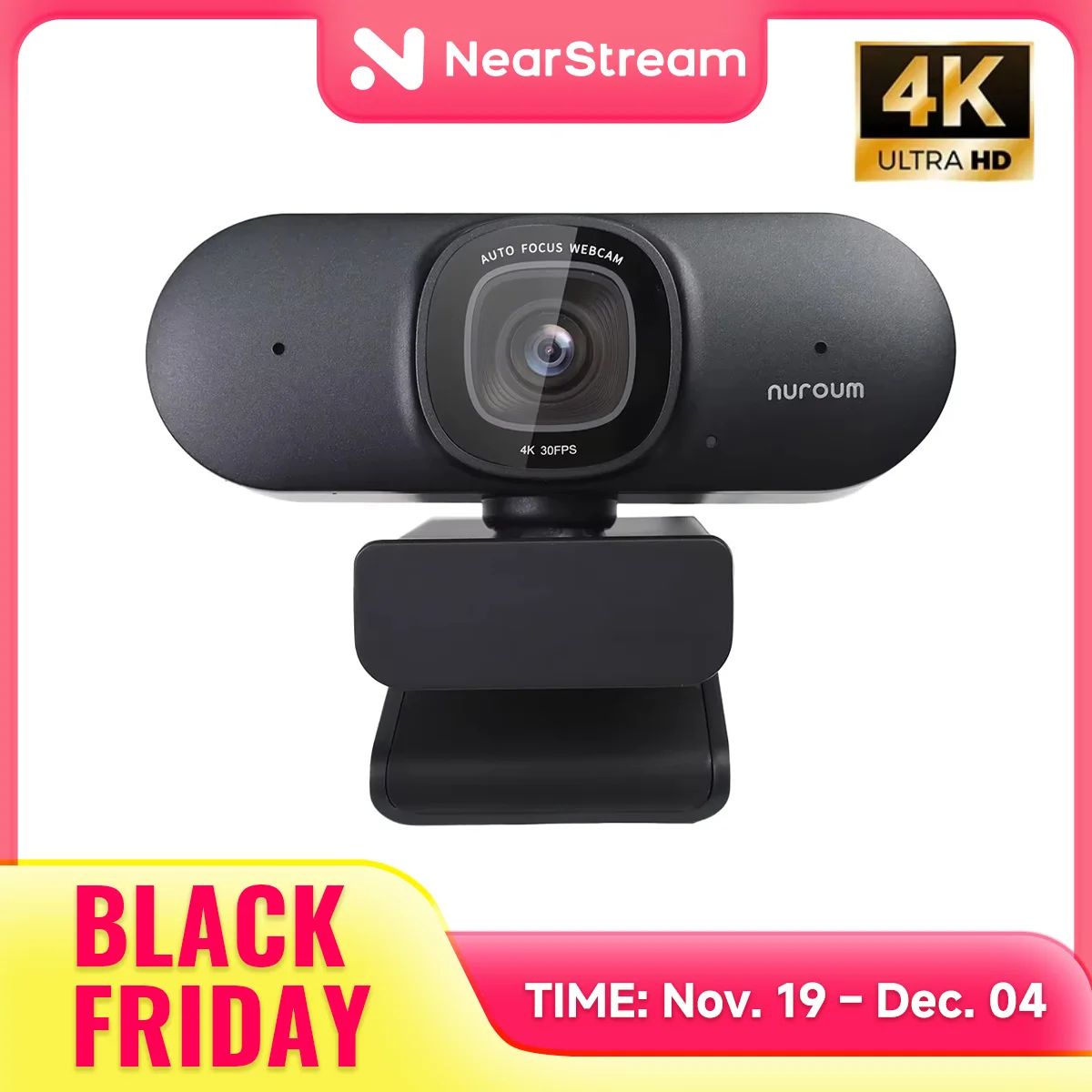 

NUROUM 4K Conference Camera USB PC Privacy Protection Webcam HD Autofocus AI Noise Suppression with Microphone