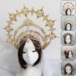 Gothic Tiara Crown Headband Diy Material Halloween Vintage Sun Goddess Baroque Headpiece Parts Diy Kit Cosplay Accessories